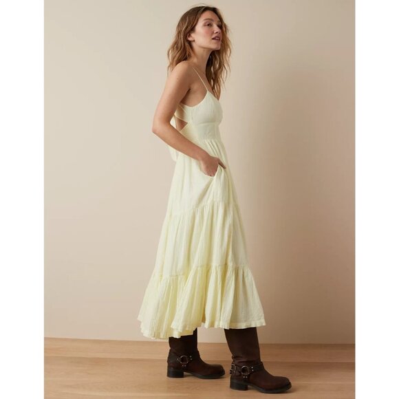 American Eagle 100% Cotton Yellow Maxi Dress XL NWT *FLAWS* - Picture 6 of 11